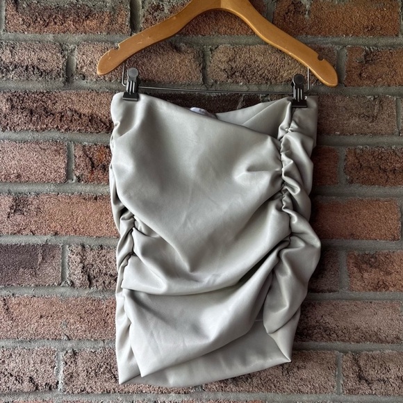 Ronny Kobo Ruched Vegan Leather Asymmetrical Tube Top - Picture 1 of 10